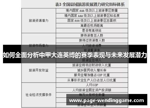 如何全面分析中甲大连英博的赛季表现与未来发展潜力