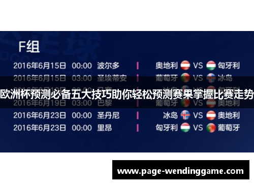 欧洲杯预测必备五大技巧助你轻松预测赛果掌握比赛走势