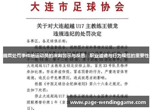 魏震处罚事件给运动员的深刻警示与反思：职业道德与行为规范的重要性